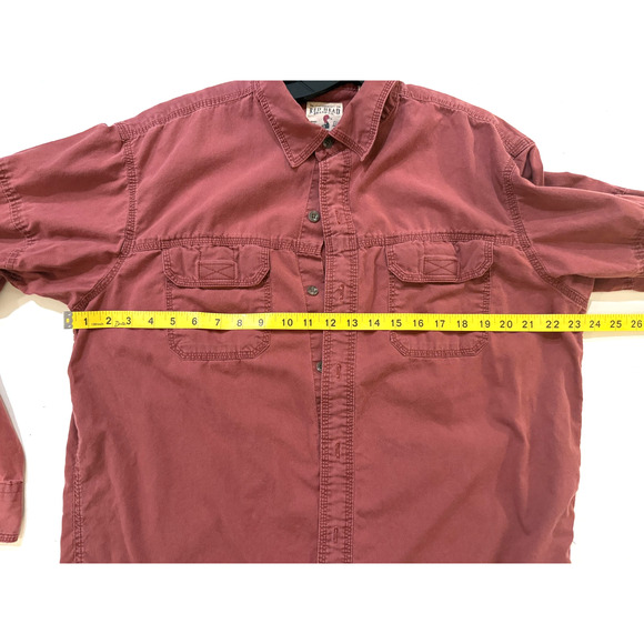 Red Head Shirt Mens Large Rust Red Button Up Long Sleeve Two Chest Pockets Field - Picture 7 of 8